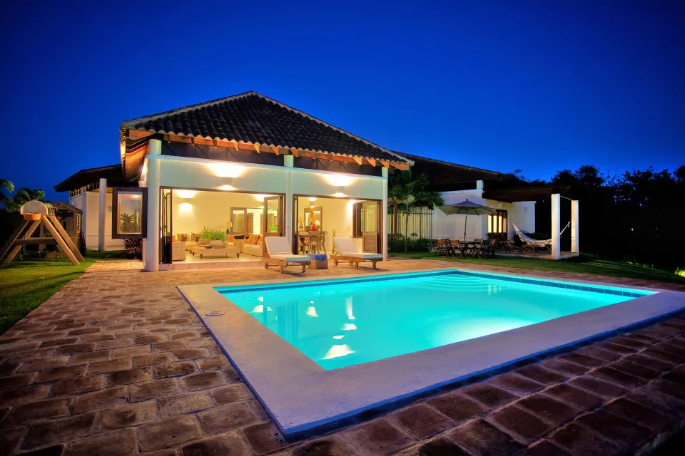 Four Bedroom Classic Villa evening pool terrace at Casa de Campo Resort and Villas and Villas and Villas.