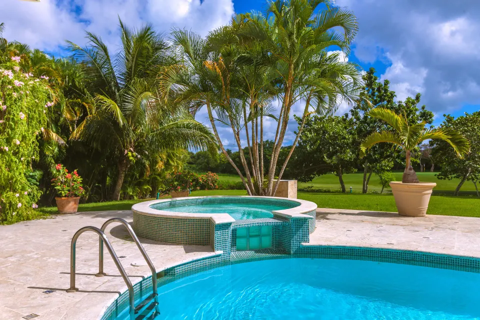 Private pool and raised spa for a Four Bedroom Garden Villa at Casa de Campo Resort and Villas.