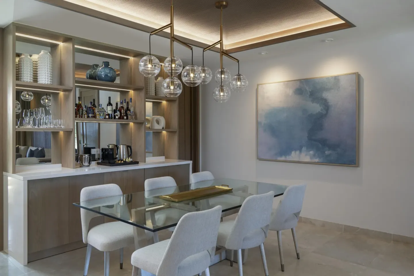 Dining area and bar in a Two Bedroom Luxury Premier Suite at Casa de Campo Resort and Villas.