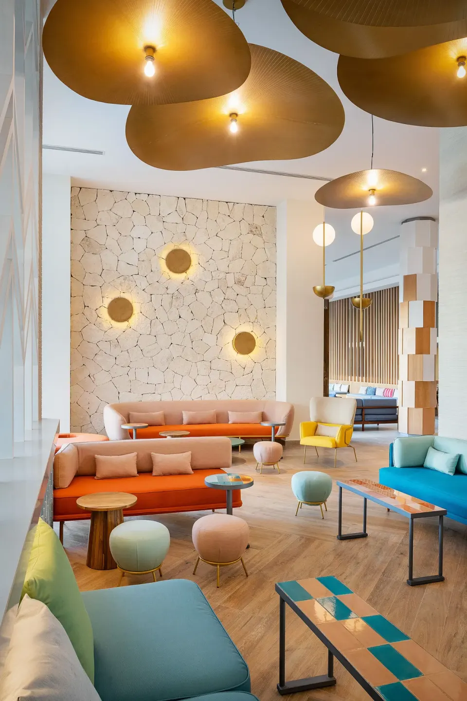 Colorful Lobby Lounge Catalonia Grand Costa Mujeres Spa