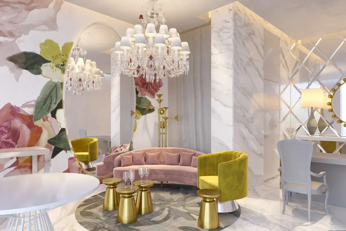 Elegant Lounge Floral Mural Catalonia Grand Costa Mujeres Spa