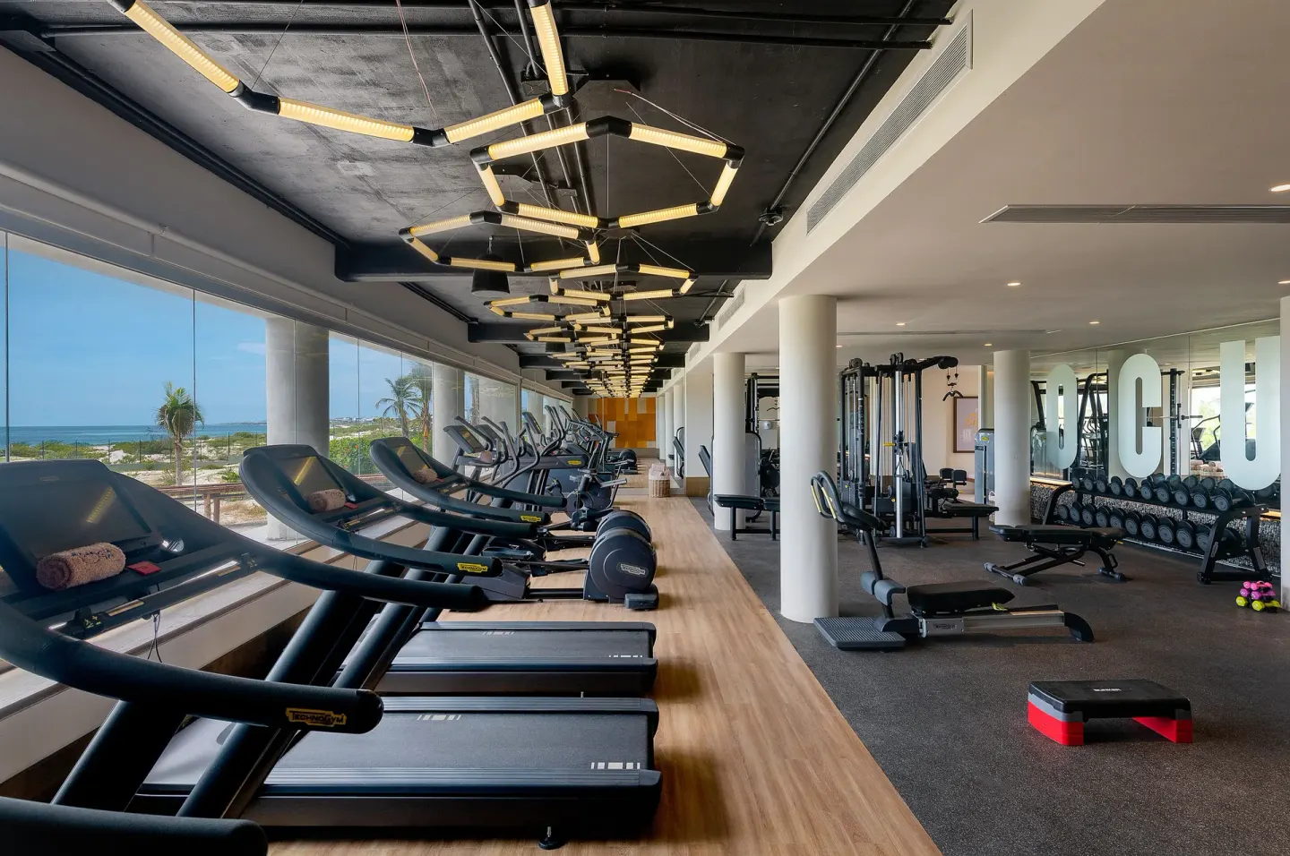Fitness Center Ocean View Treadmills Catalonia Grand Costa Mujeres Spa
