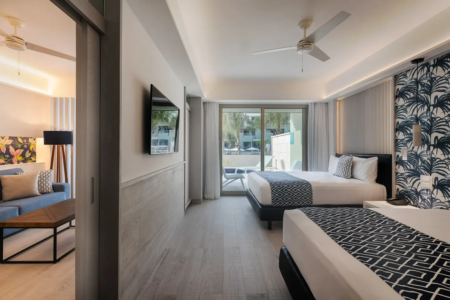Guest Room Two Beds Balcony Doors Catalonia Grand Costa Mujeres Spa