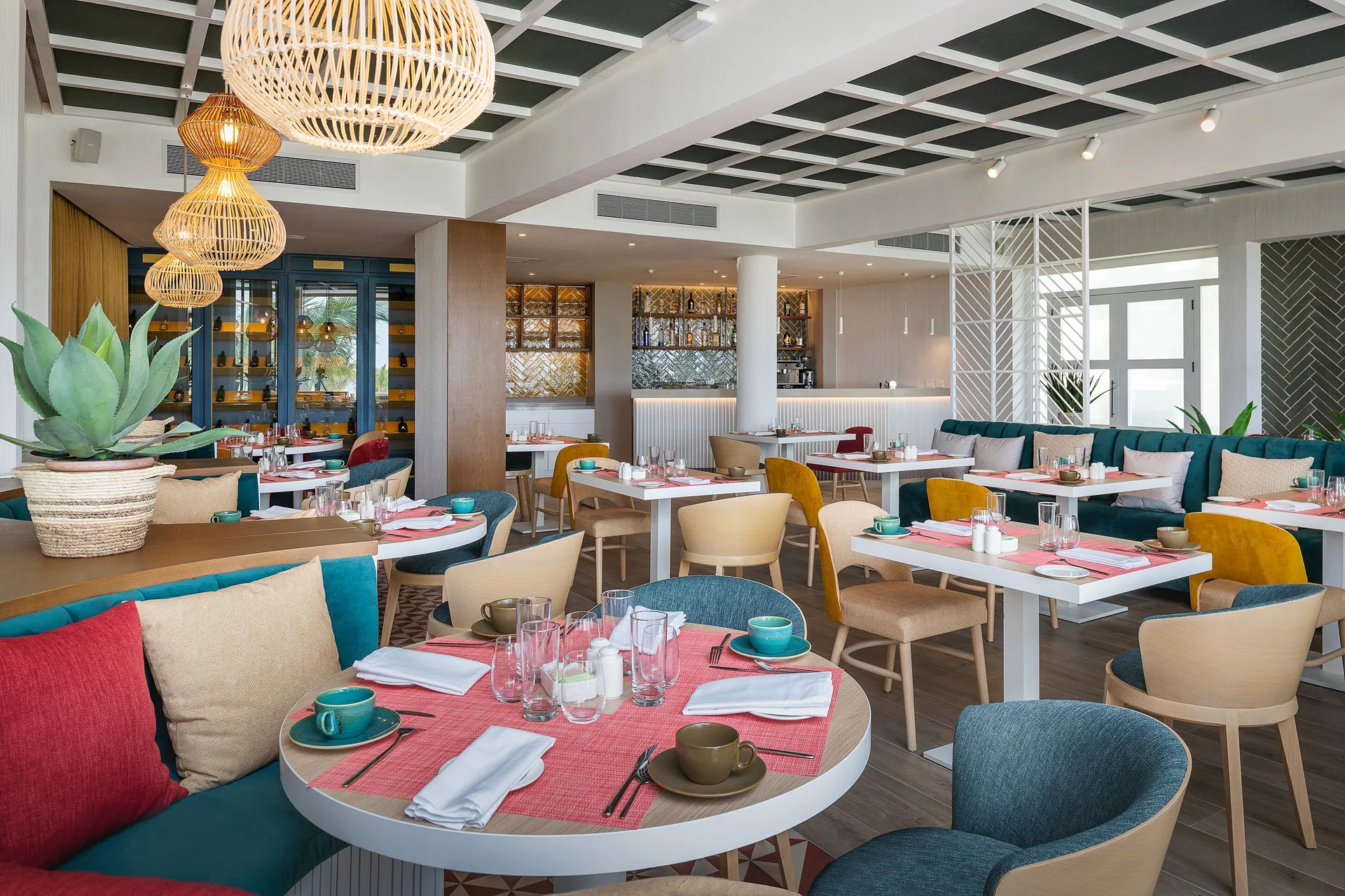Colorful Restaurant Dining Room Catalonia Grand Costa Mujeres Spa