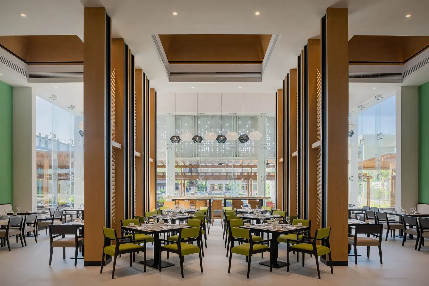 Spacious Buffet Dining Room Green Chairs Catalonia Grand Costa Mujeres Spa