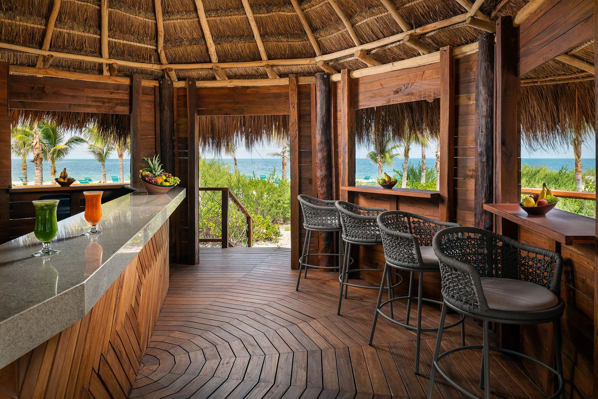 Thatched Beachfront Bar Catalonia Grand Costa Mujeres Spa