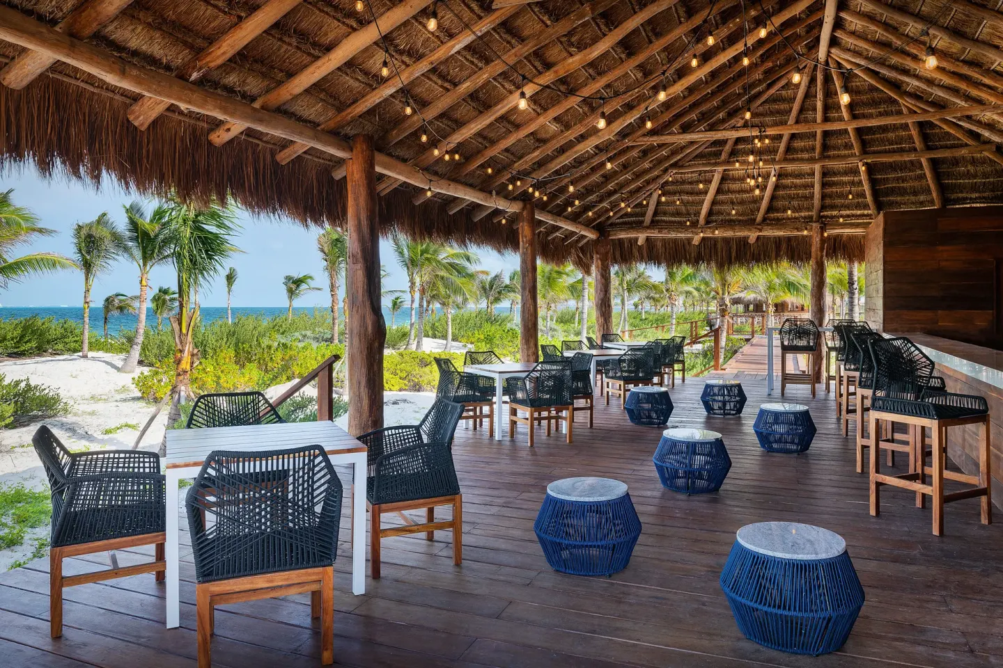 Thatched Beachfront Terrace Ocean View Catalonia Grand Costa Mujeres Spa