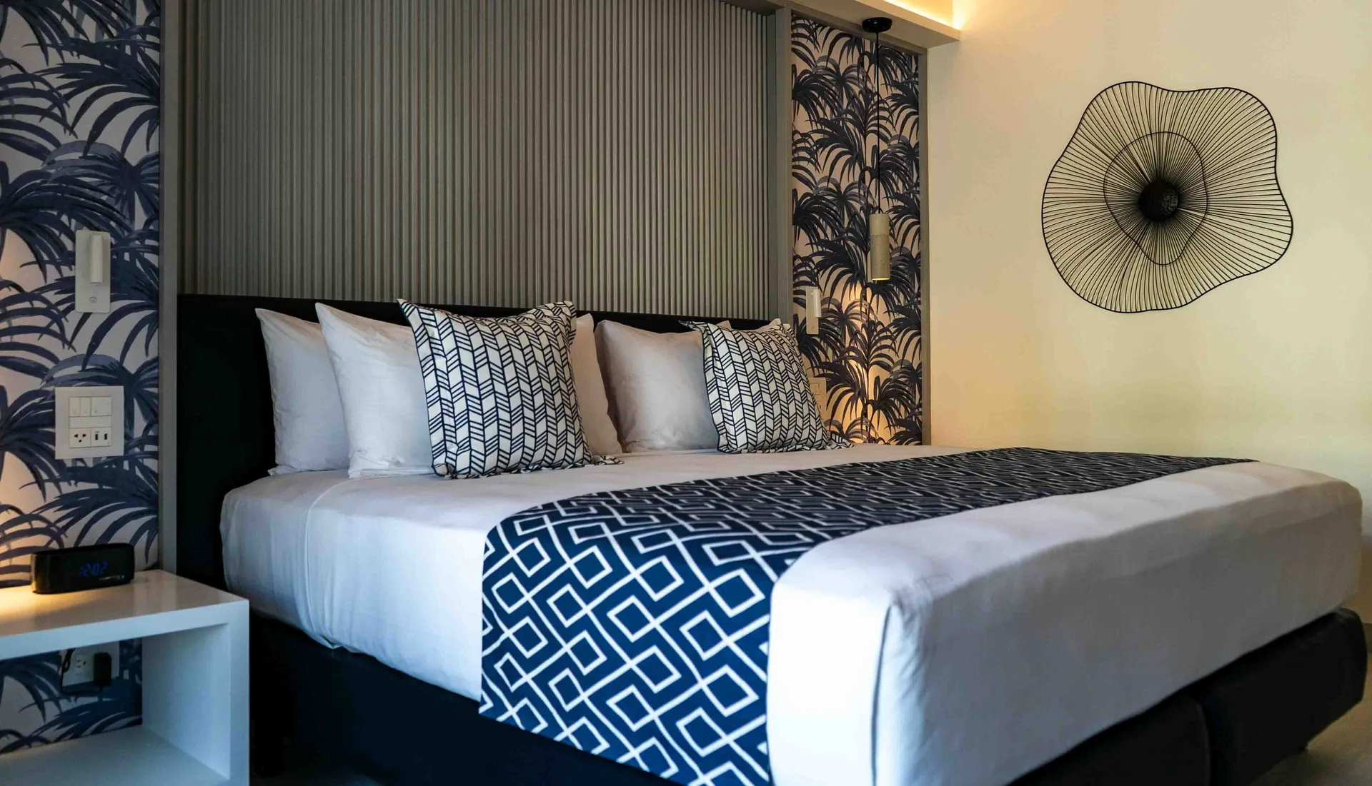 Privileged Suite King Bed Patterned Headboard Catalonia Grand Costa Mujeres Spa