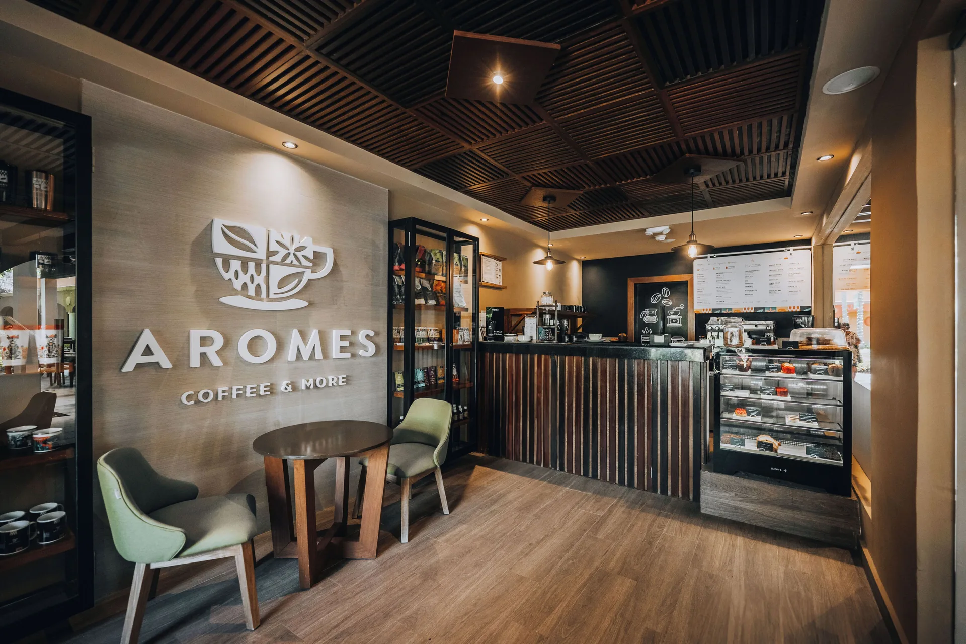 Aromes Coffee & More counter and pastry case at Catalonia Playa Maroma.