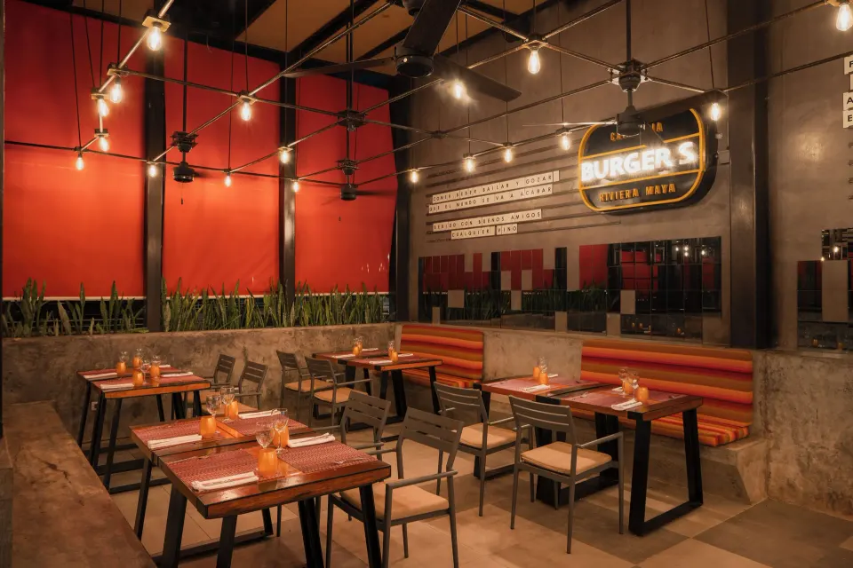 Contemporary burger restaurant interior at Catalonia Yucatan Beach