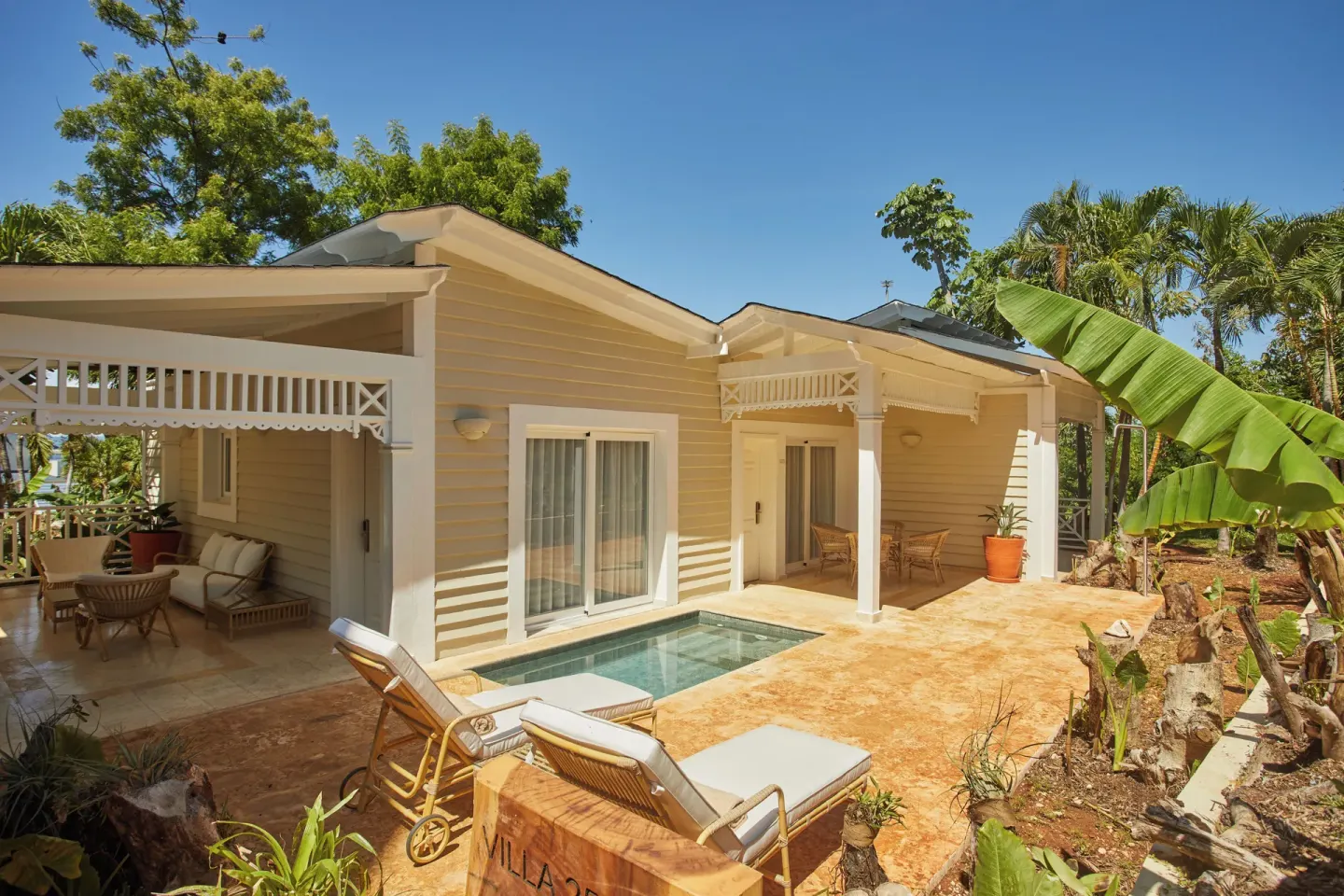 Villa 2 Bedrooms exterior with plunge pool at Cayo Levantado Resort.