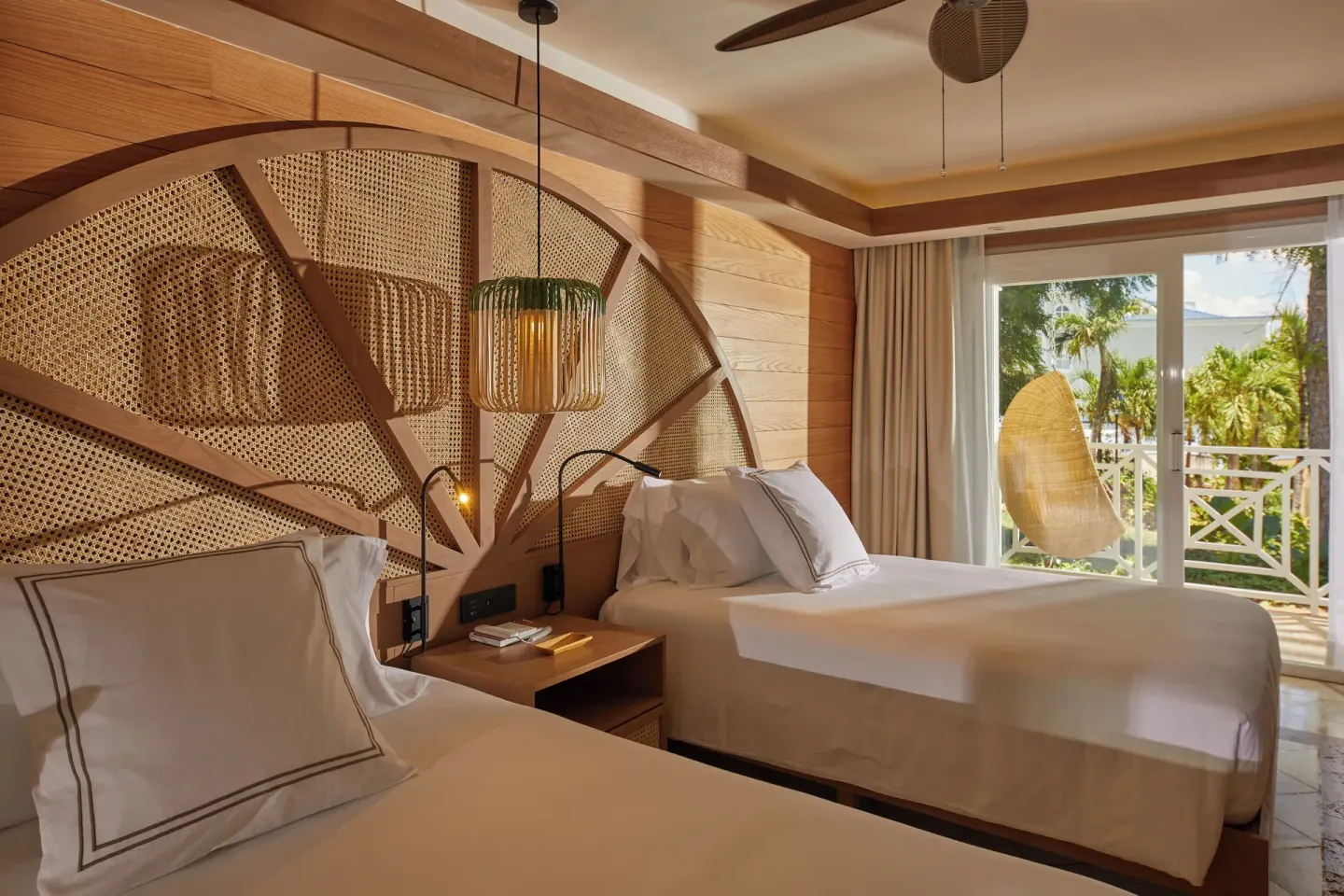 Villa 2 Bedrooms twin bedroom with balcony view at Cayo Levantado Resort.