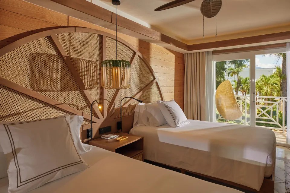 Villa 2 Bedrooms twin bedroom with balcony view at Cayo Levantado Resort.