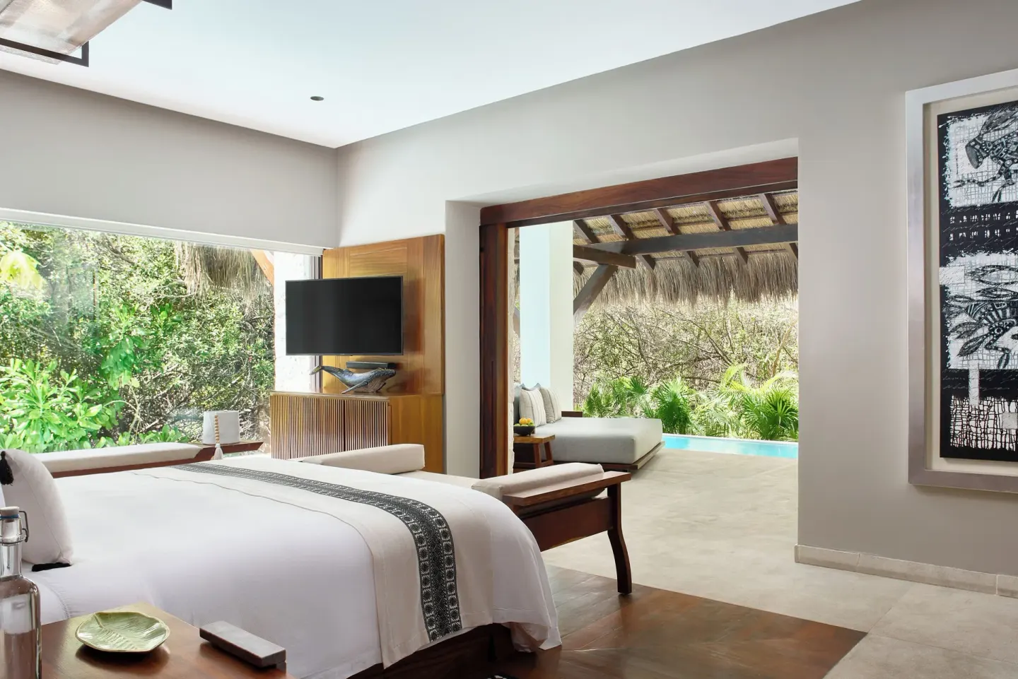 Presidential Villa bedroom with terrace and pool at Chablé Maroma.