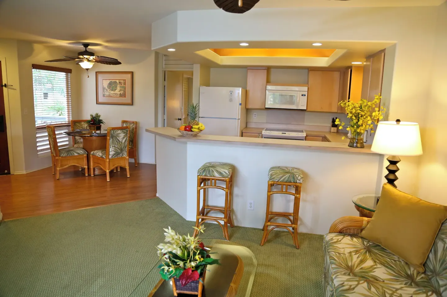 Open living, dining, and kitchen area at Club Wyndham Bali Hai Villas.