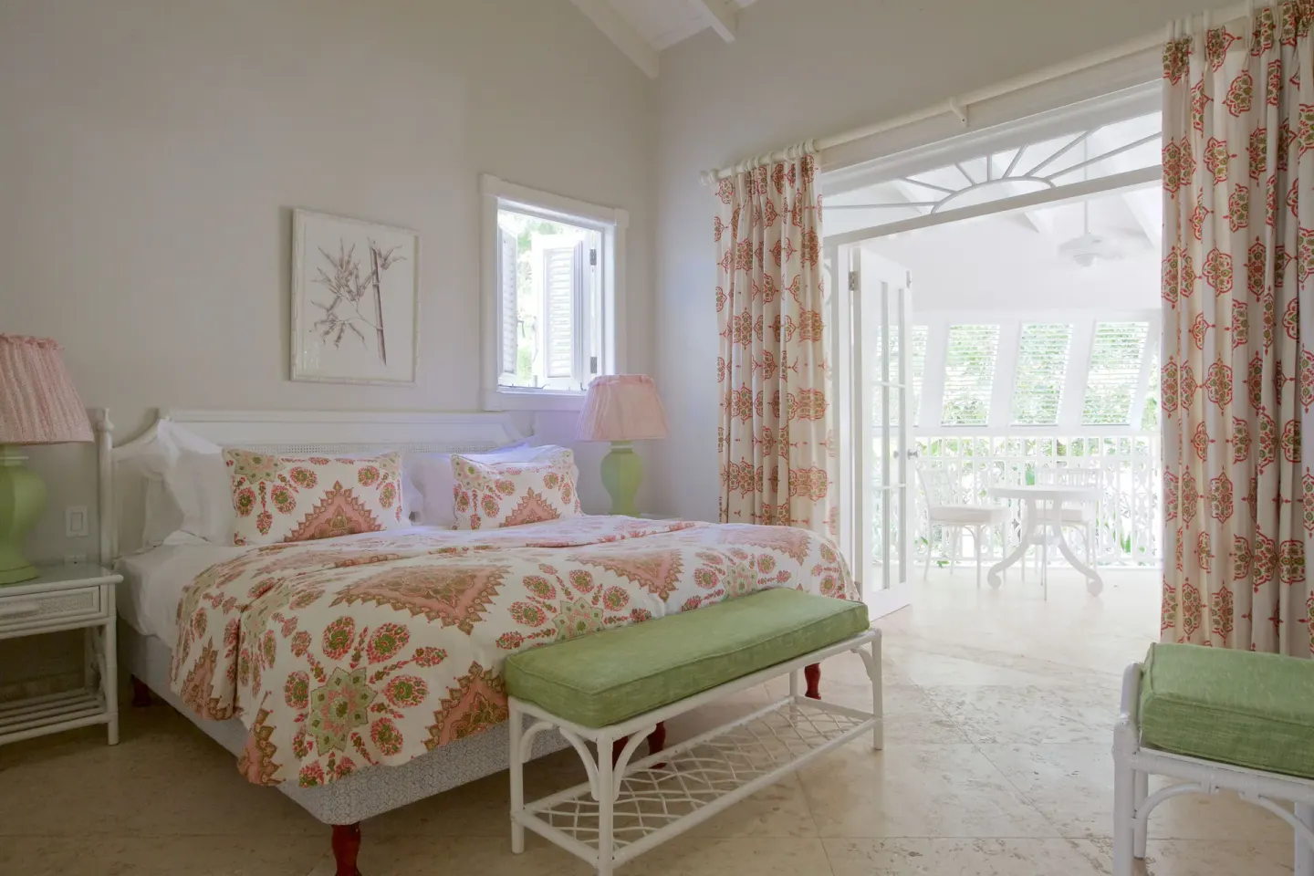 Two Bedroom Suite bedroom with bed and balcony doors at Cobblers Cove.