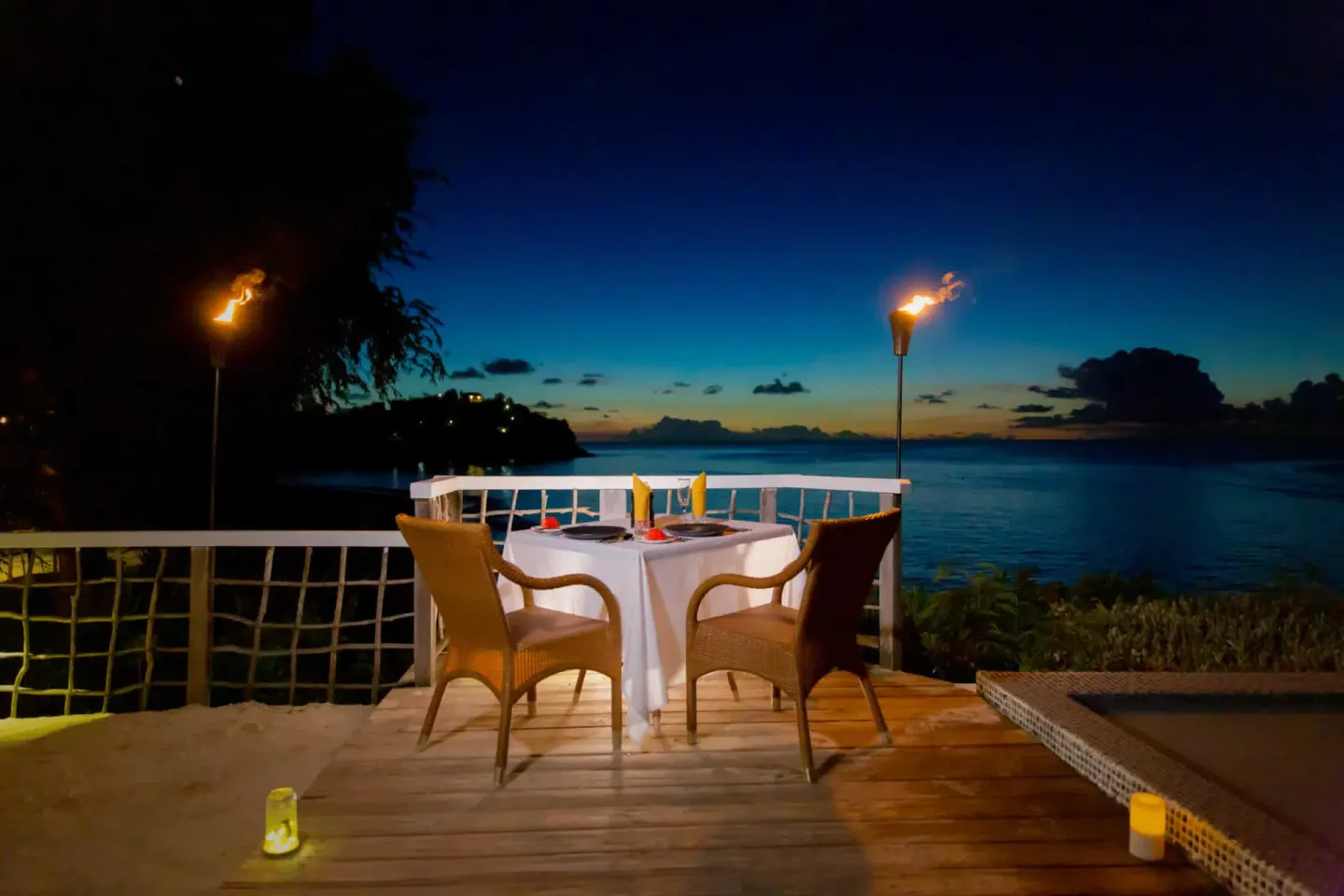 Private Terrace overlooking Azure Bay Venue at Cocobay Resort