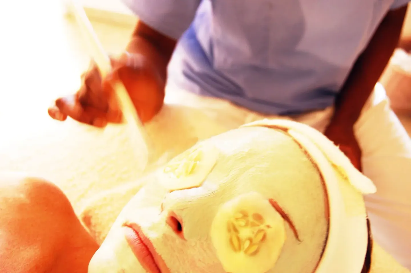 Close-up of a facial treatment at Coconut Bay Beach Resort & Spa.