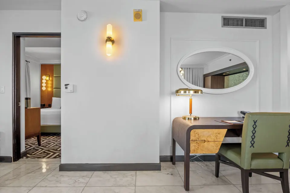 Desk area in the Commodore City View Two-Bedroom Room at Condado Vanderbilt Hotel.