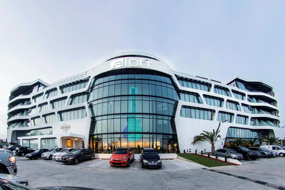 Aloft Ponce Hotel & Casino modern lifestyle casino hotel with contemporary facade and urban styling in Ponce, Puerto Rico.