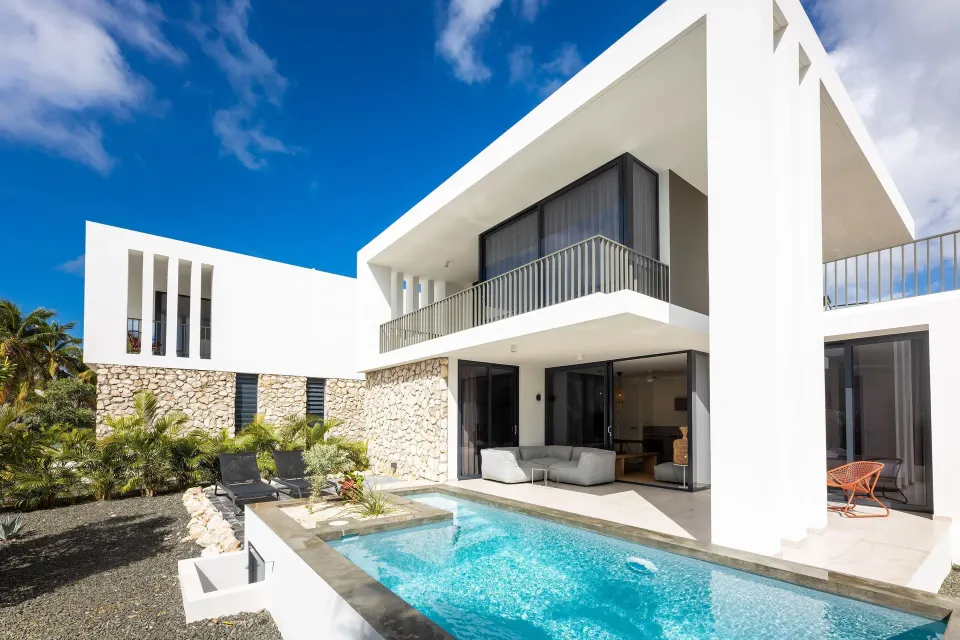 Premium Villa private pool and white exterior at Coral Estate Luxury Resort.