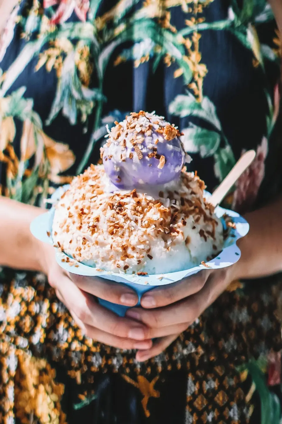 Shave ice with toasted coconut at Courtyard King Kamehameha's Kona Beach Hotel.