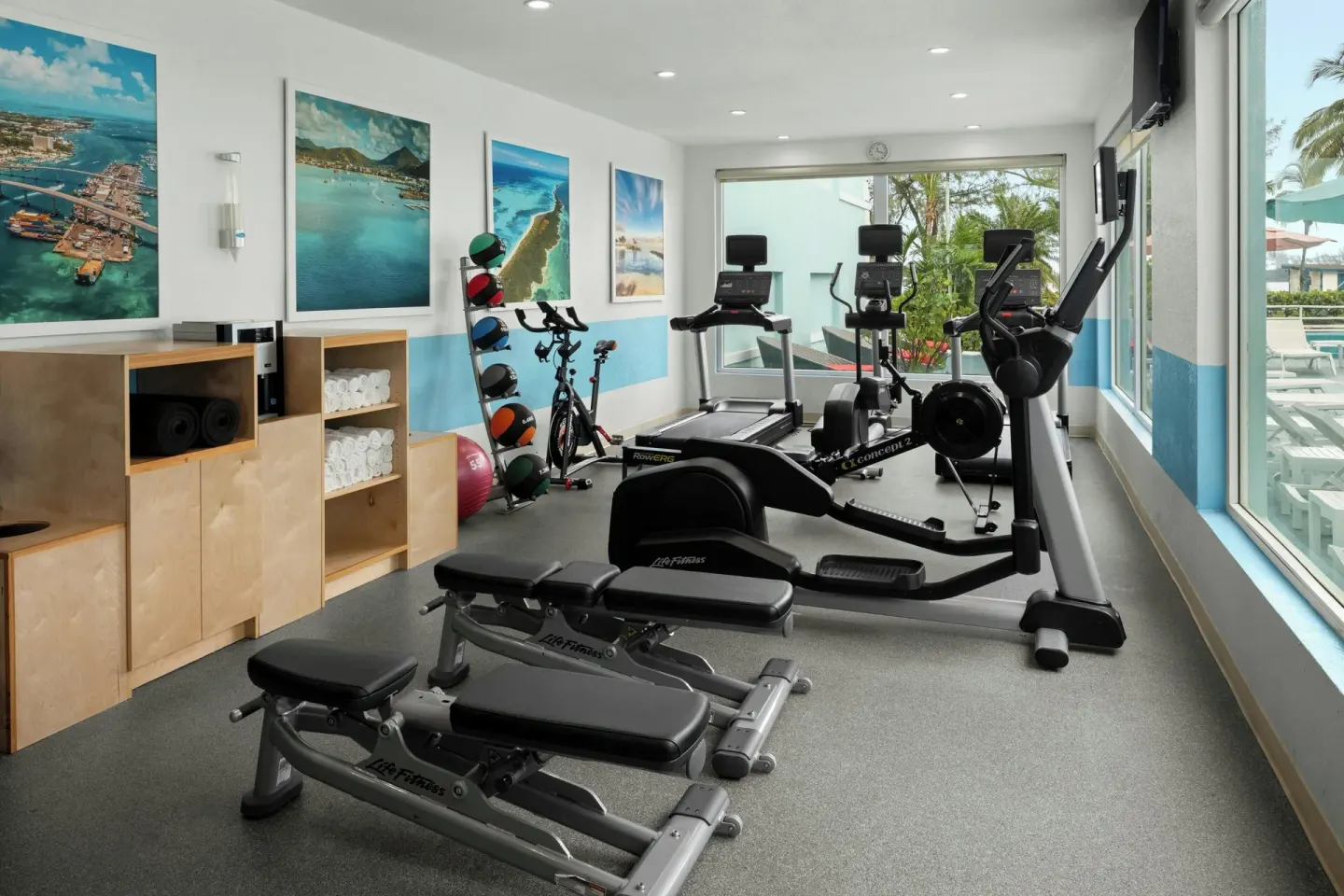 Fitness center cardio equipment at Courtyard Nassau Downtown/Junkanoo Beach.
