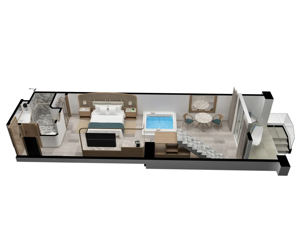 Layout diagram of the Superior Honeymoon Suite Ocean Front at Cozumel Palace