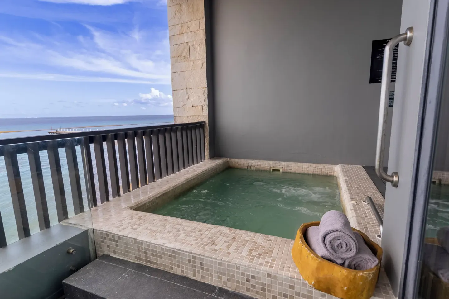 Private balcony plunge pool with ocean view at Devossion By Live Aqua Playa del Carmen.