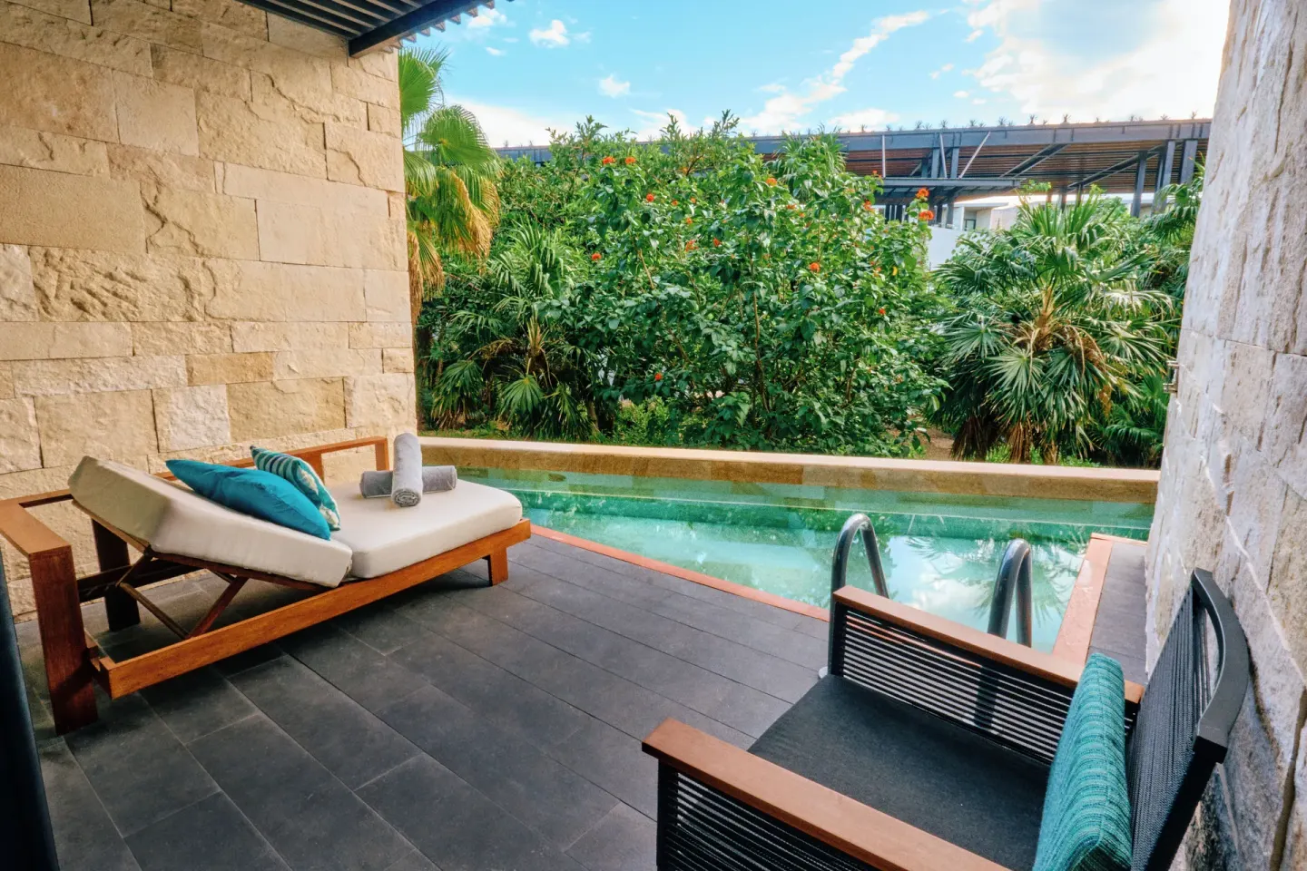 Premium Swim Up room terrace with plunge pool at Devossion By Live Aqua Playa del Carmen.