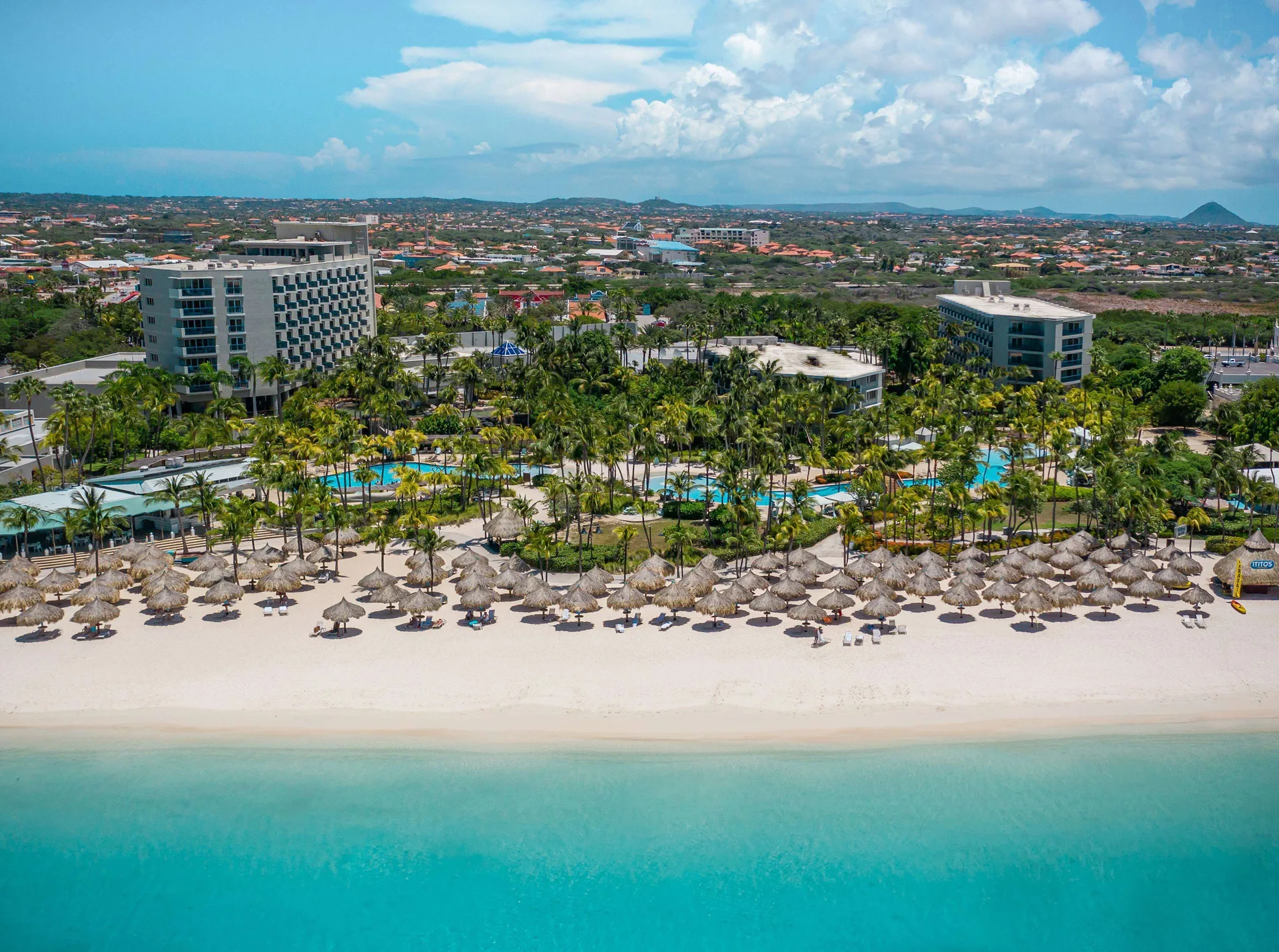 Hilton Aruba Caribbean Resort and Casino beachfront Palm Beach hotel with pools and island gardens
