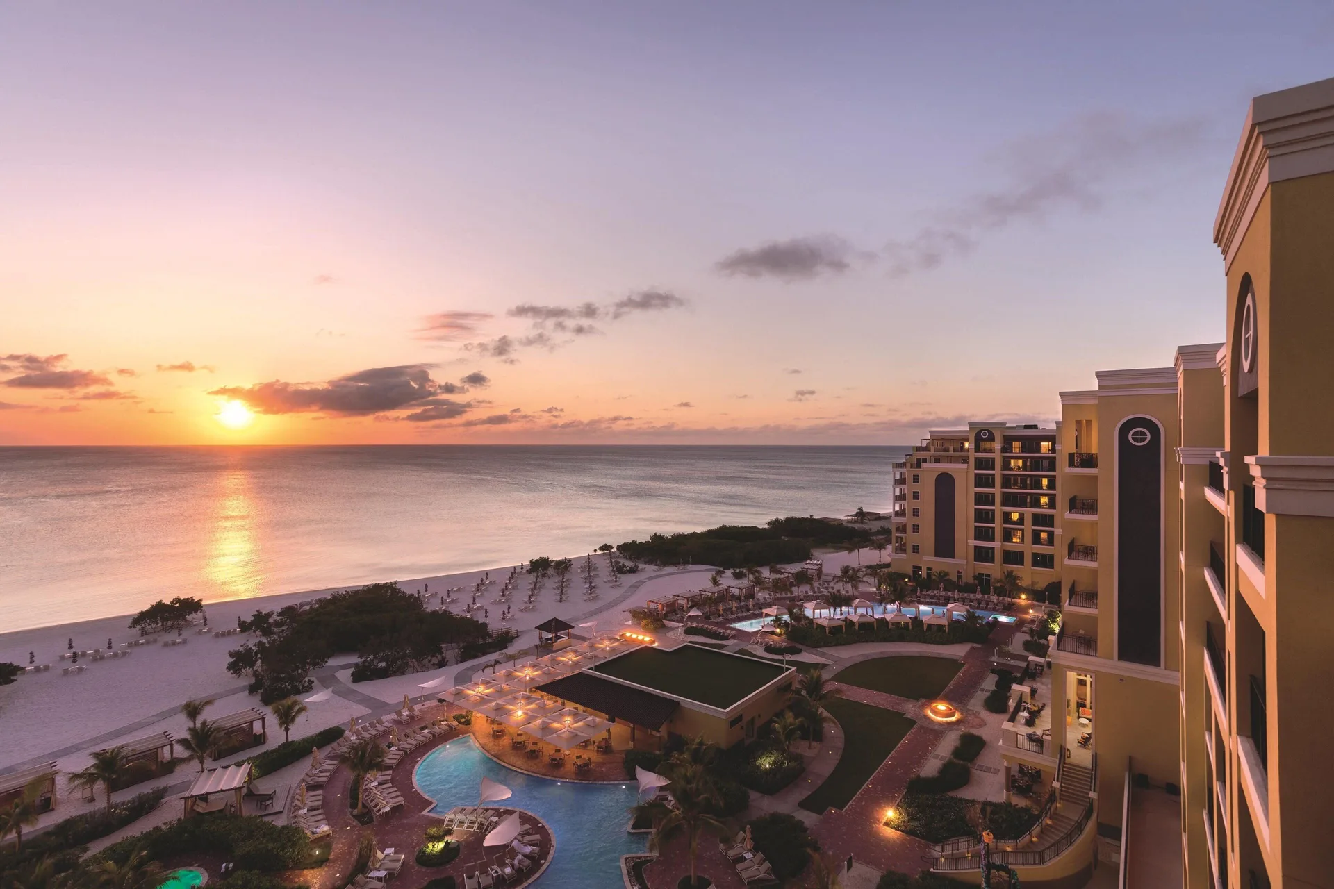 The Ritz-Carlton Aruba luxury Palm Beach resort with oceanfront pools and refined beachfront dining
