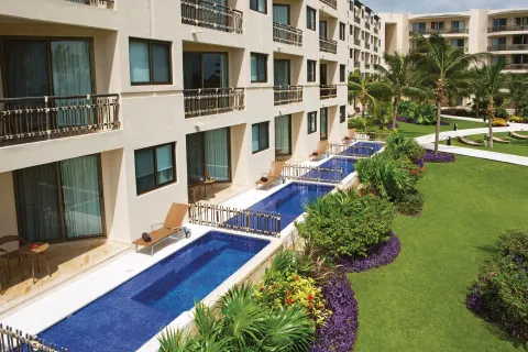 Premium Deluxe plunge pool rooms and balconies at Dreams Riviera Cancun Resort & Spa.