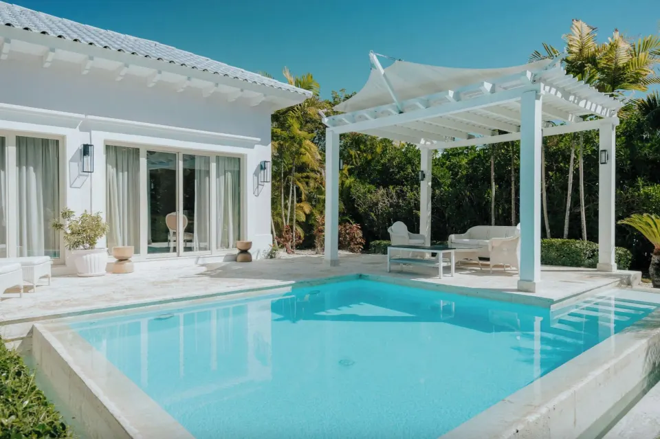 Private pool terrace outside a Luxury Pool Junior Suite at Eden Roc Cap Cana.