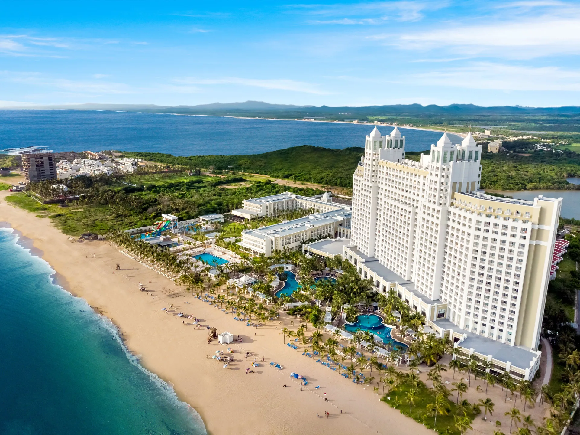 Hotel Riu Emerald Bay all-inclusive beachfront resort with oceanfront towers and family-friendly pools