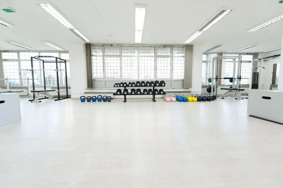 Fitness studio with weights and exercise equipment at El Conquistador Resort.
