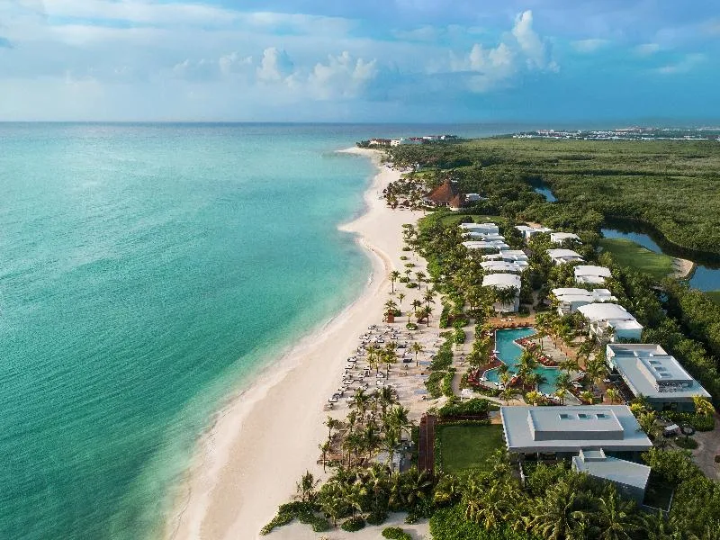 Andaz Mayakoba Resort Riviera Maya lifestyle luxury resort with lagoon setting, modern design, and tropical pathways in Playa del Carmen, Mexico.