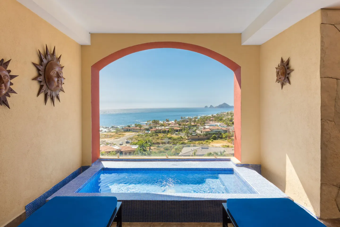 Private pool terrace in a Luxury Suite at El Encanto at Hacienda Encantada overlooking the ocean.
