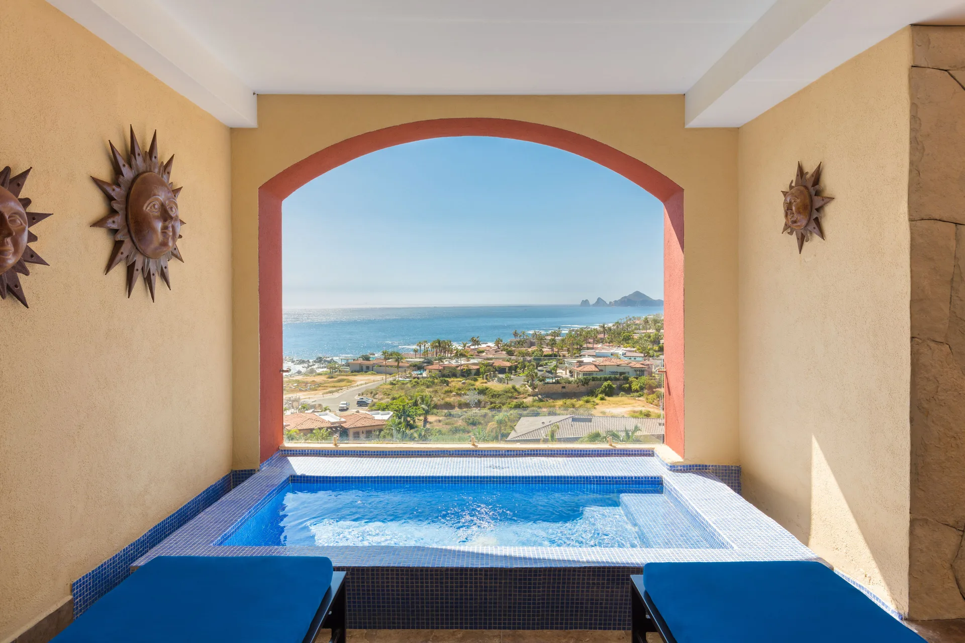 Private pool terrace in a Luxury Suite at El Encanto at Hacienda Encantada overlooking the ocean.
