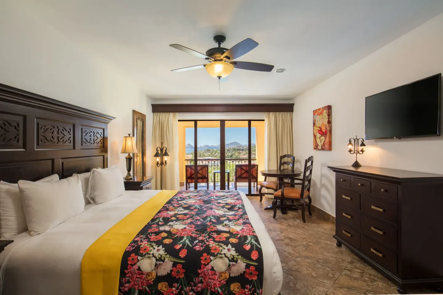 Studio ocean view king room with balcony at El Encanto at Hacienda Encantada.