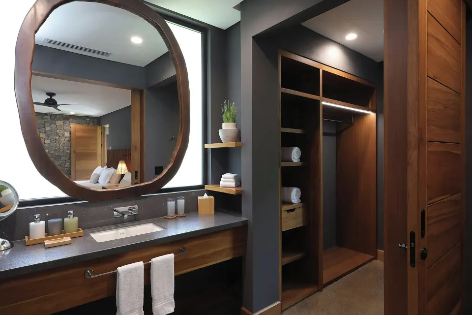 Vanity and open closet area inside Balcony Garden View Three-Bedroom Villa at El Mangroove Papagayo