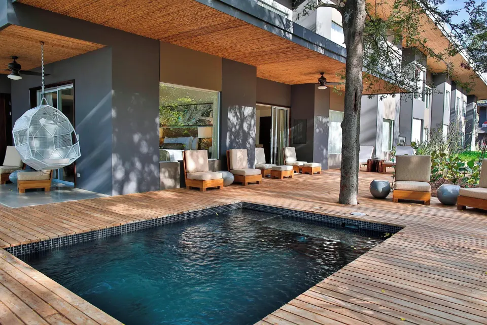 Private plunge pool on a deck outside the Presidential Suite at El Mangroove Papagayo
