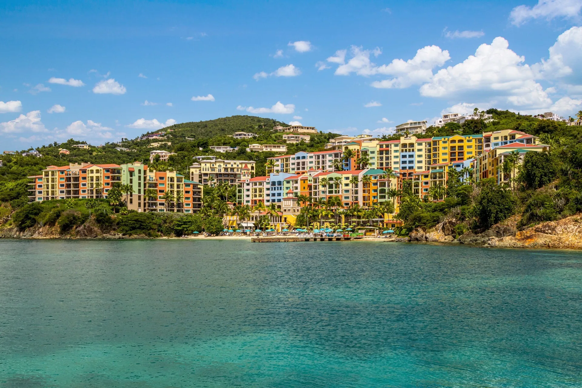 Marriott's Frenchman's Cove hillside villa resort overlooking Charlotte Amalie harbor in St. Thomas, U.S. Virgin Islands.