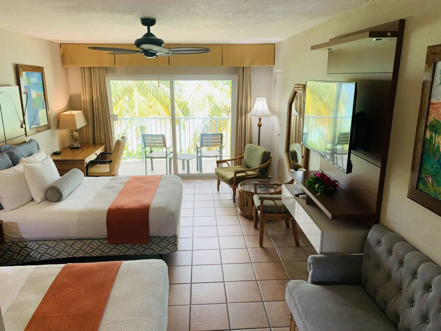 Beachfront Premium Bed Room with two beds and balcony at Emerald Beach Resort.