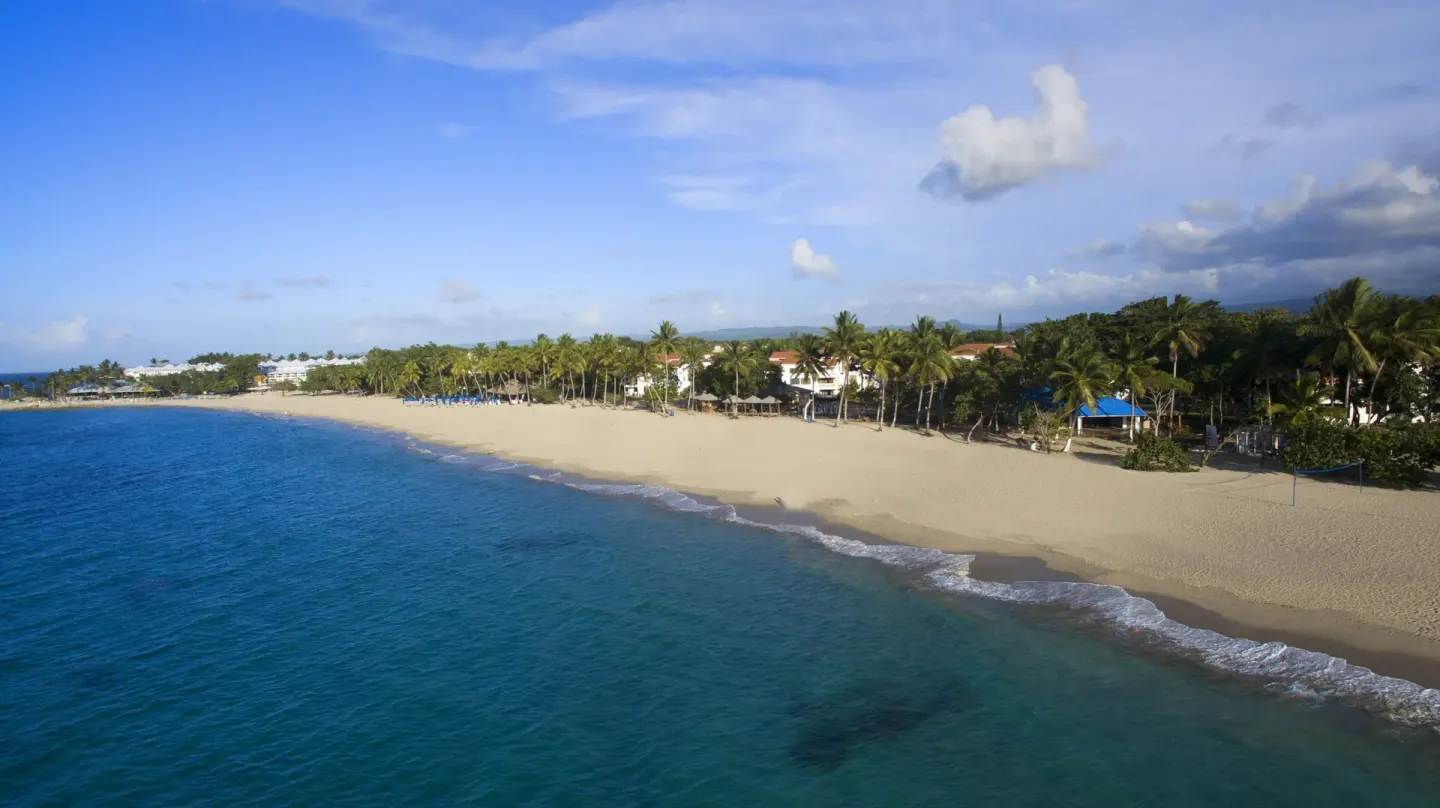Aerial view of the beach and ocean at Emotions by Hodelpa Puerto Plata.
