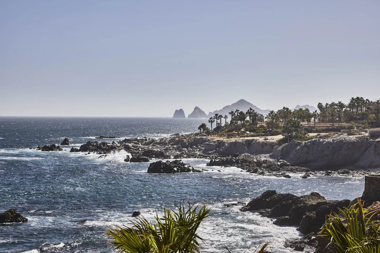 Rocky Pacific coastline and distant headlands at Esperanza.