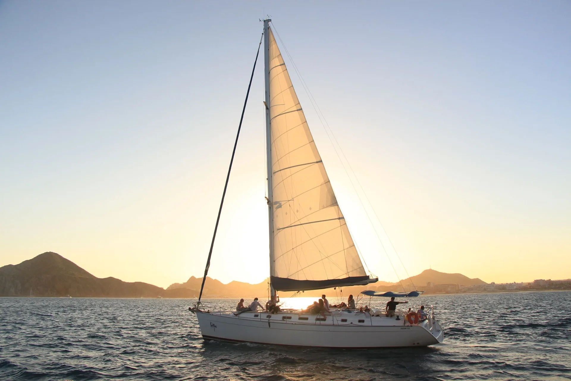 Sailboat on the water at sunset near Esperanza.
