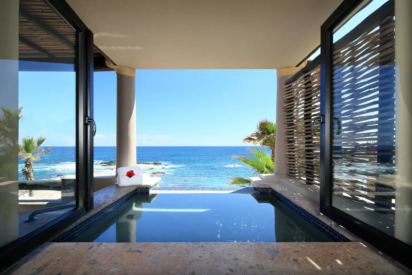 Oceanfront villa plunge pool facing the sea at Esperanza.