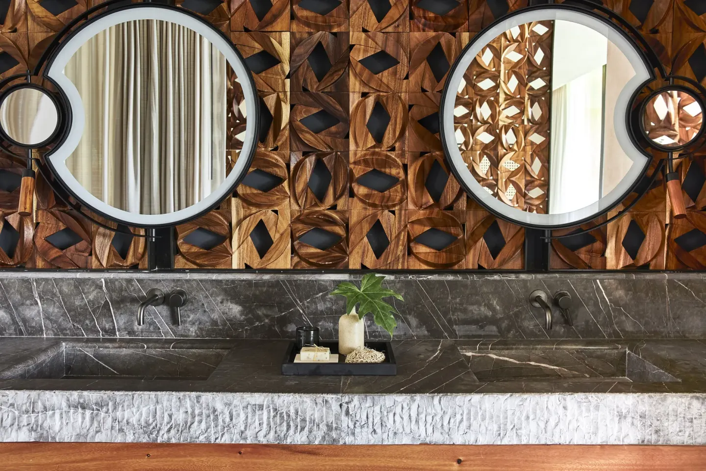Double vanity in a Mangrove Studio bathroom at Etéreo, Auberge Collection.