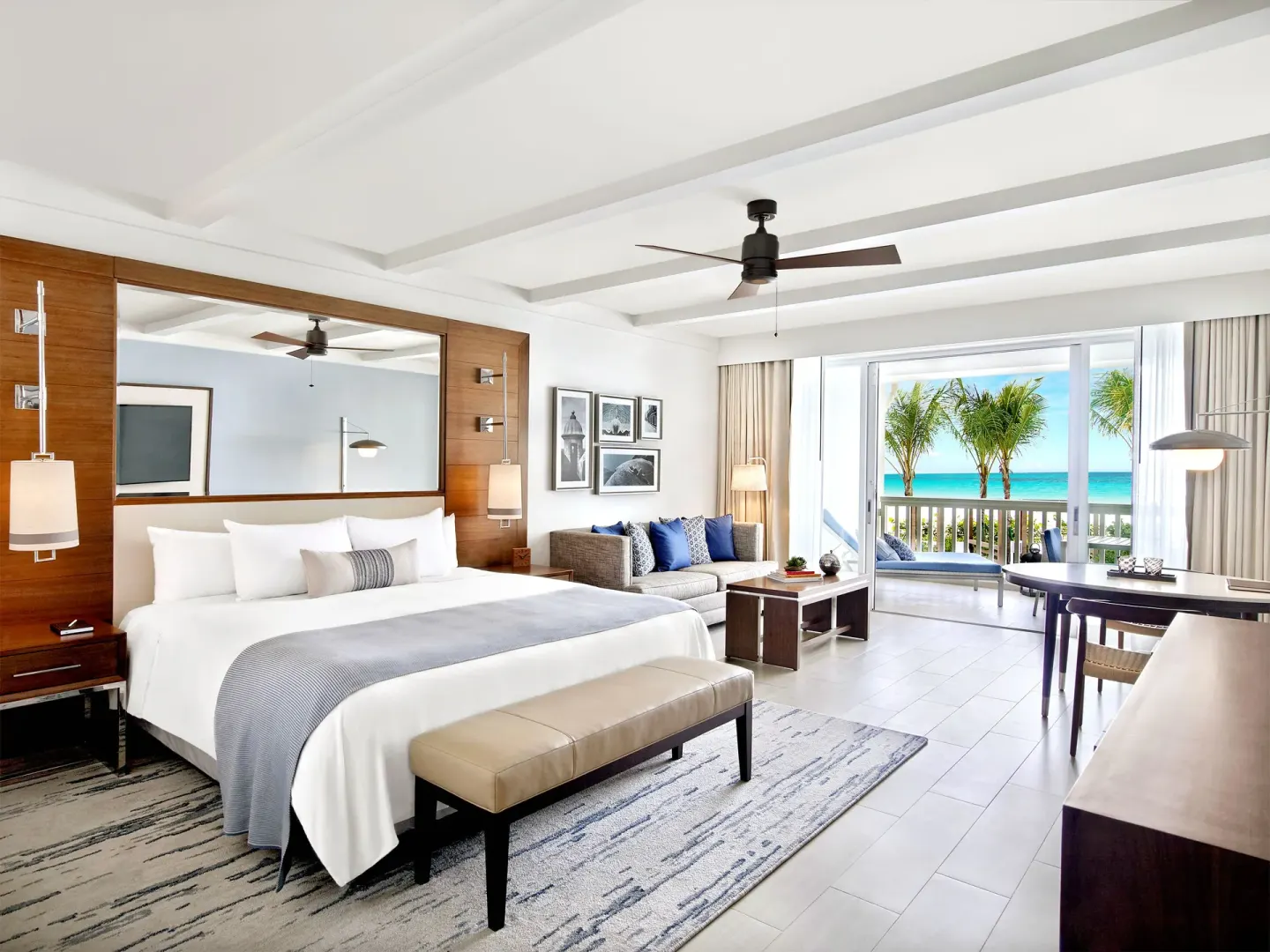 Villa ocean view room with king bed and balcony at Fairmont El San Juan.